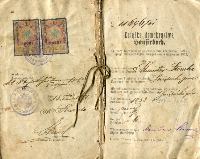 Haufirbuch czyli książka domokrąztwa Stanisława Słomki wystawiona w 1901 roku.