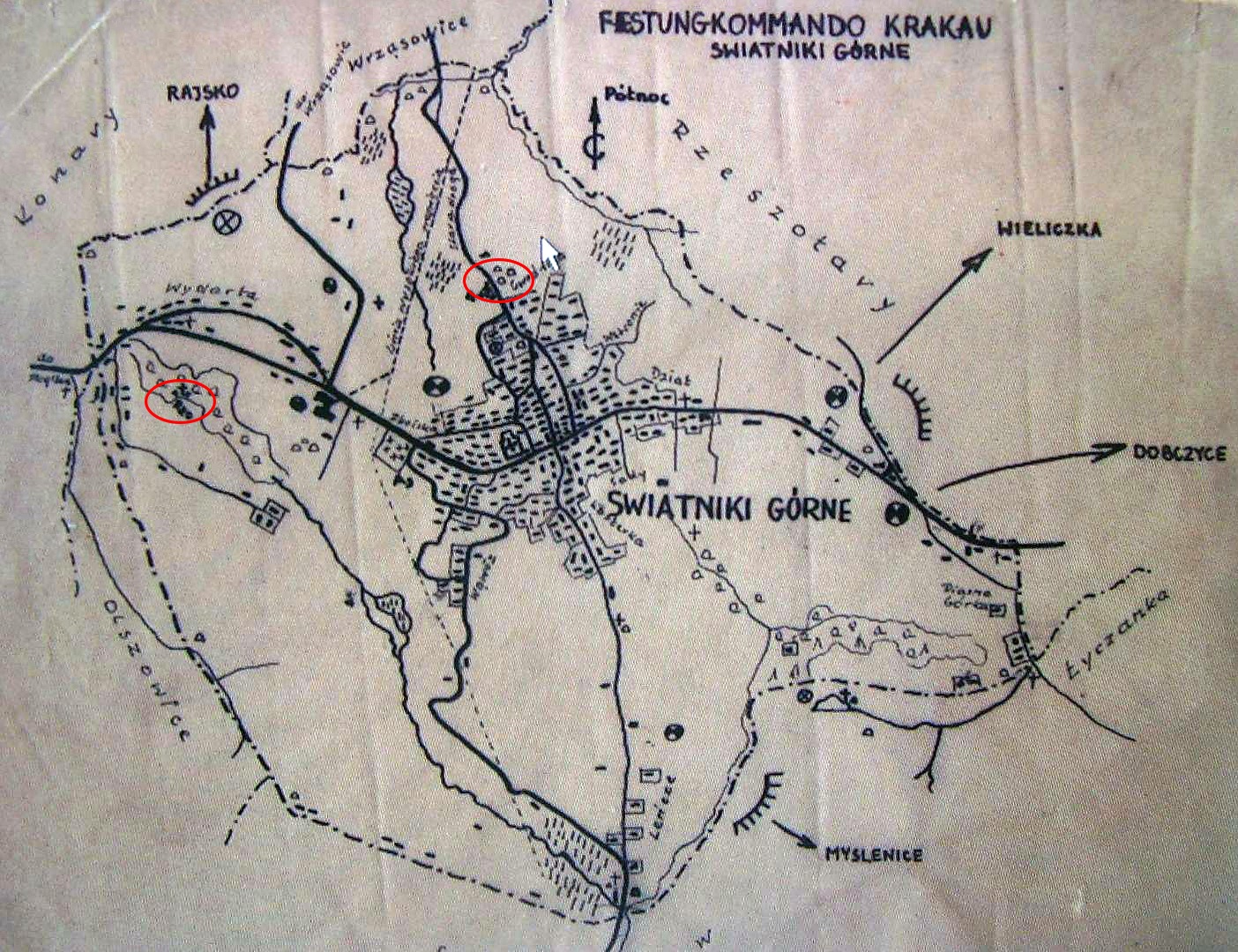 Ryc. 12 Szkic Festungkommando Krakau o zagadkowymi oznaczeniami mogił.